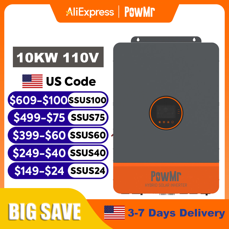 Inverter Ibrido Solare PowMr 1 - Split Phase Inverter 10Kw 110V 220V recensione e prezzo